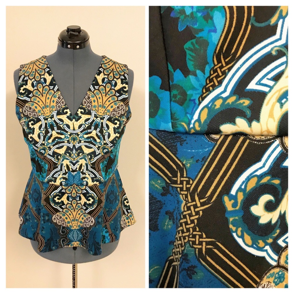 NY & COMPANY ♣️ Graphic Print Peplum Shell - Size L